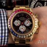 Perfect Replica Rainbow Diamond Rolex Daytona White Dial 40mm Watch